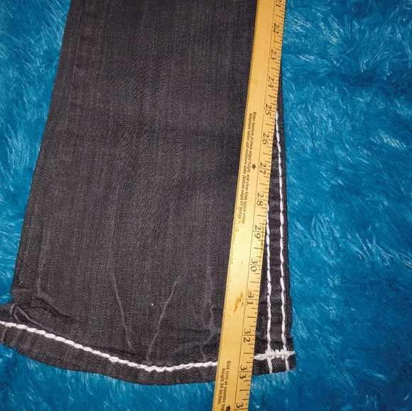 L.A. Idol Black Bootcut Jeans with Thick White Stitching - Picture 4 of 11